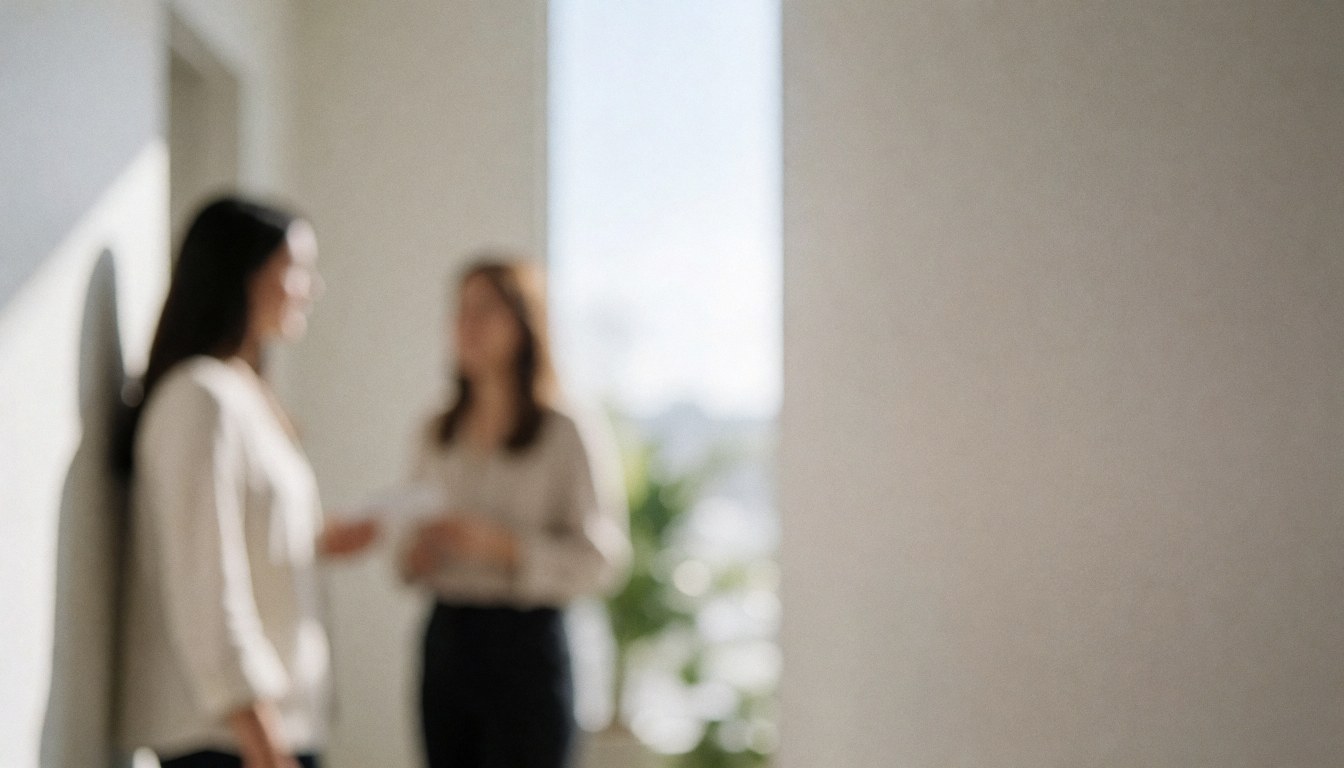 A blurred hallway in a medical clinic with soft natural light and neutral walls, suitable for psychology content
