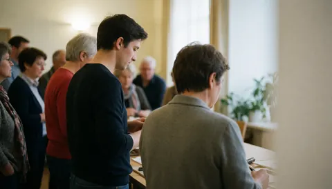 Adults engaging in dialogue and collaborative work during a community meeting in a professional center