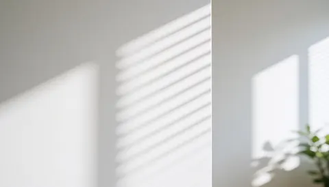 A white wall illuminated by natural light with distinct shadows from window blinds, creating a clean and professional atmosphere suitable for a law firm office background.
