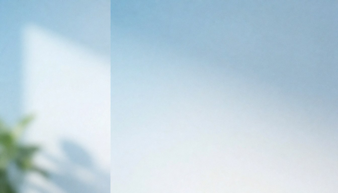Professional light blue gradient background with blurred green plant silhouettes, ideal for text and corporate design