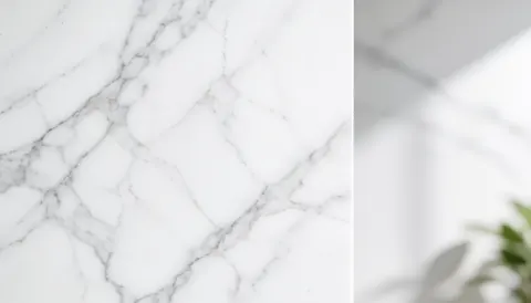 Clean white marble surface with subtle gray veining, providing ample copy space on the right side for jewelry store advertisements and text overlays.
