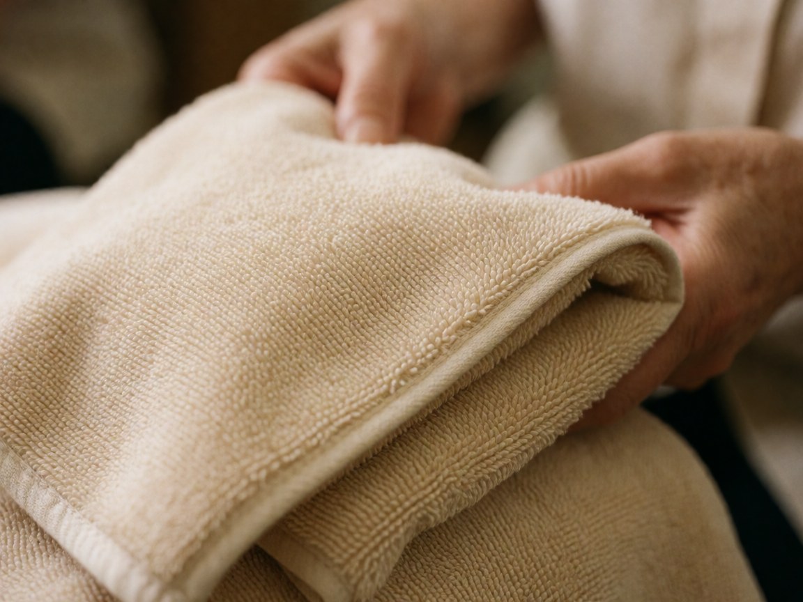 Detailed close-up view of a soft, textured towel surface highlighting quality and cleanliness for a hair salon setting