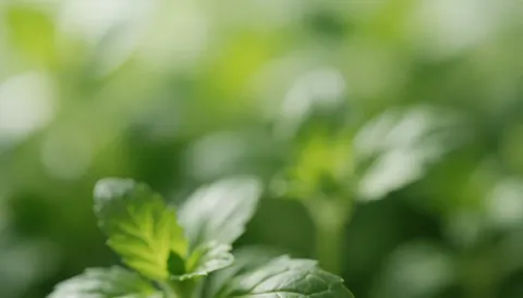 Soft focus background of fresh green herbs suitable for text overlay in catering and restaurant design projects