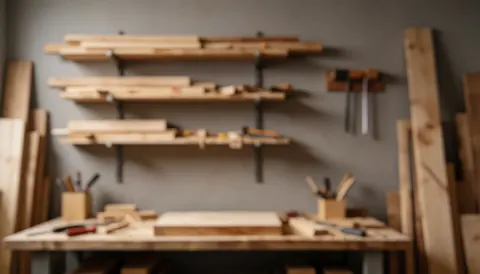A textured wooden background suitable for business text, featuring scattered carpentry tools like a hammer, drill, and saw on a workbench surface.