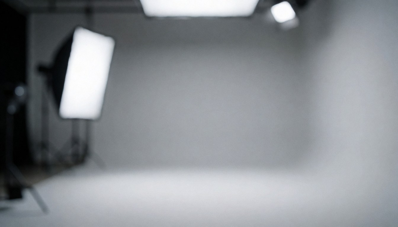 Softly lit gray studio backdrop with neutral walls, ideal for corporate portraits and business text overlays