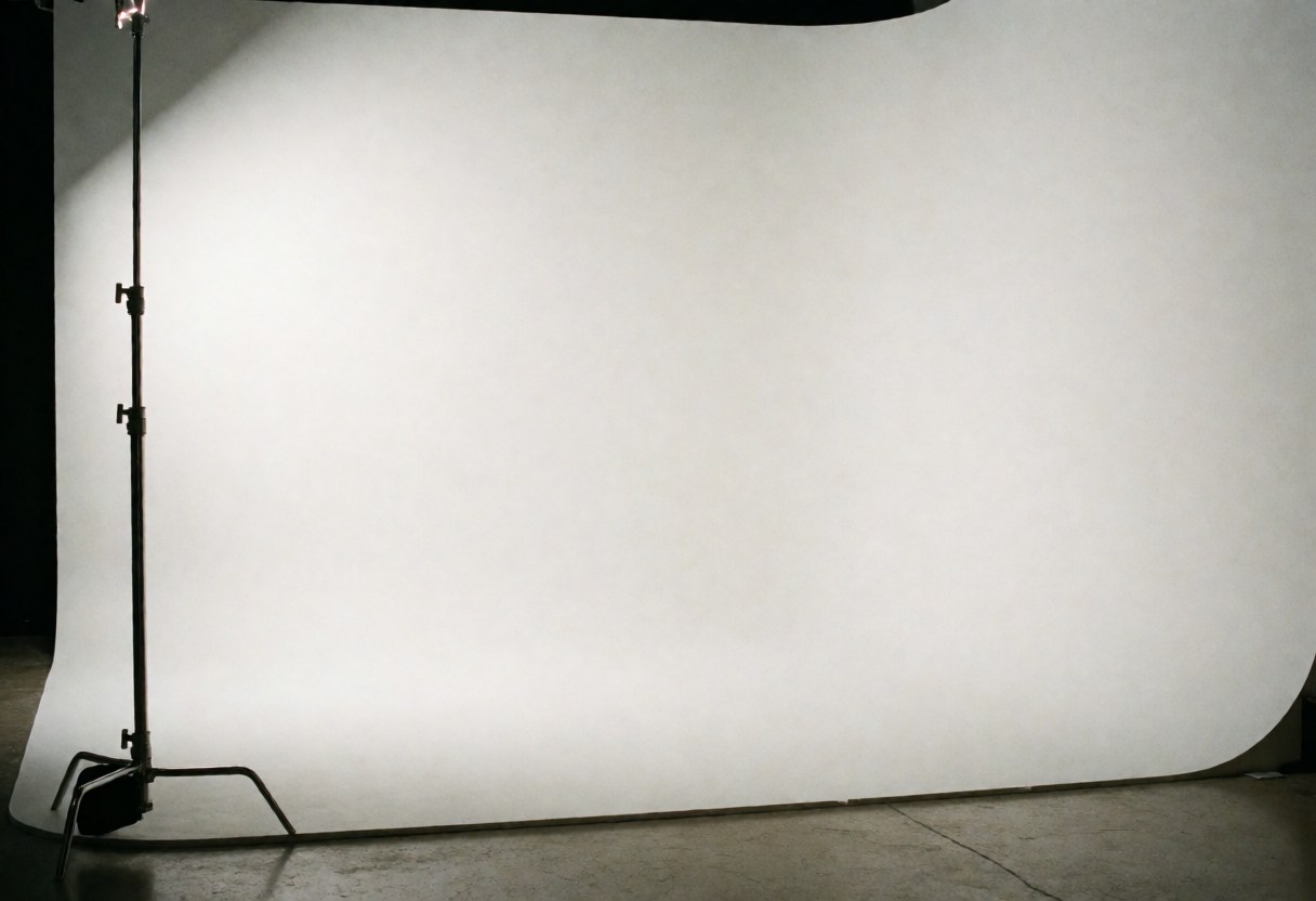 A seamless white cyclorama wall used as a professional background for corporate headshots and business photography in a studio setting