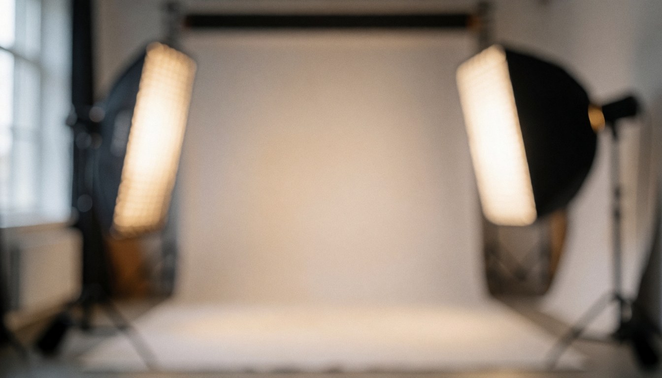 White studio background with soft lighting, ideal for professional text overlays and business presentations. Neutral and clean backdrop for marketing materials.