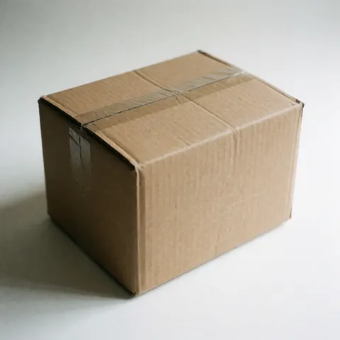 A sealed cardboard package prepared for online store delivery and logistics