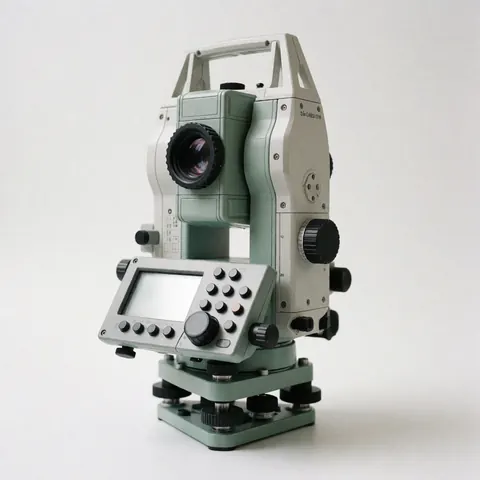 A digital theodolite instrument used for surveying and precise field measurements, displayed on a clean white background for commercial use.