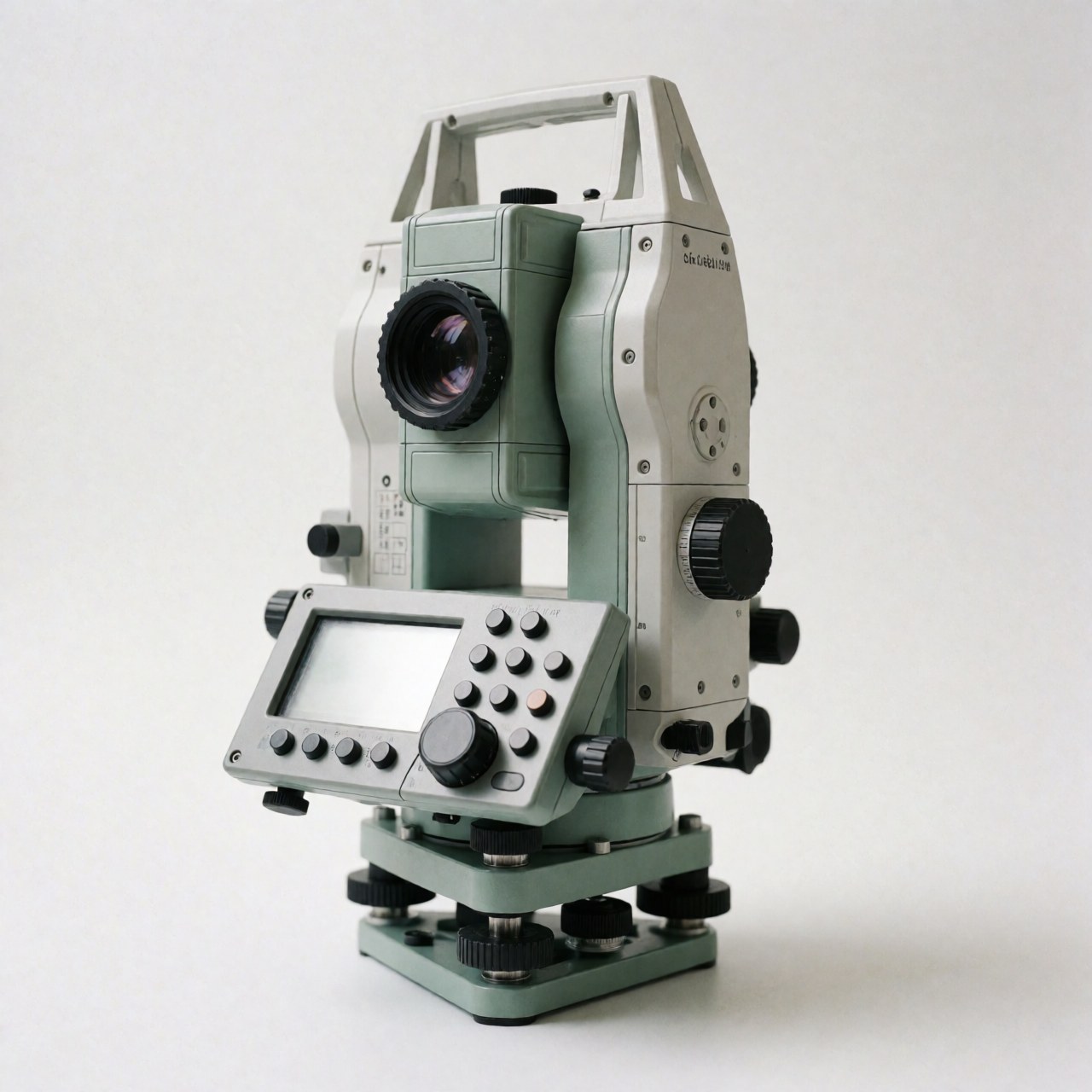 A digital theodolite instrument used for surveying and precise field measurements, displayed on a clean white background for commercial use.
