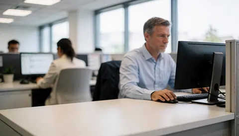 Customer service professionals working at computers in a clean, professional office environment suitable for business websites.