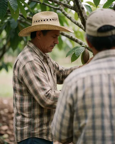 A cocoa farmer in Mexico smiling for the camera, representing the coffee and cacao farm industry.