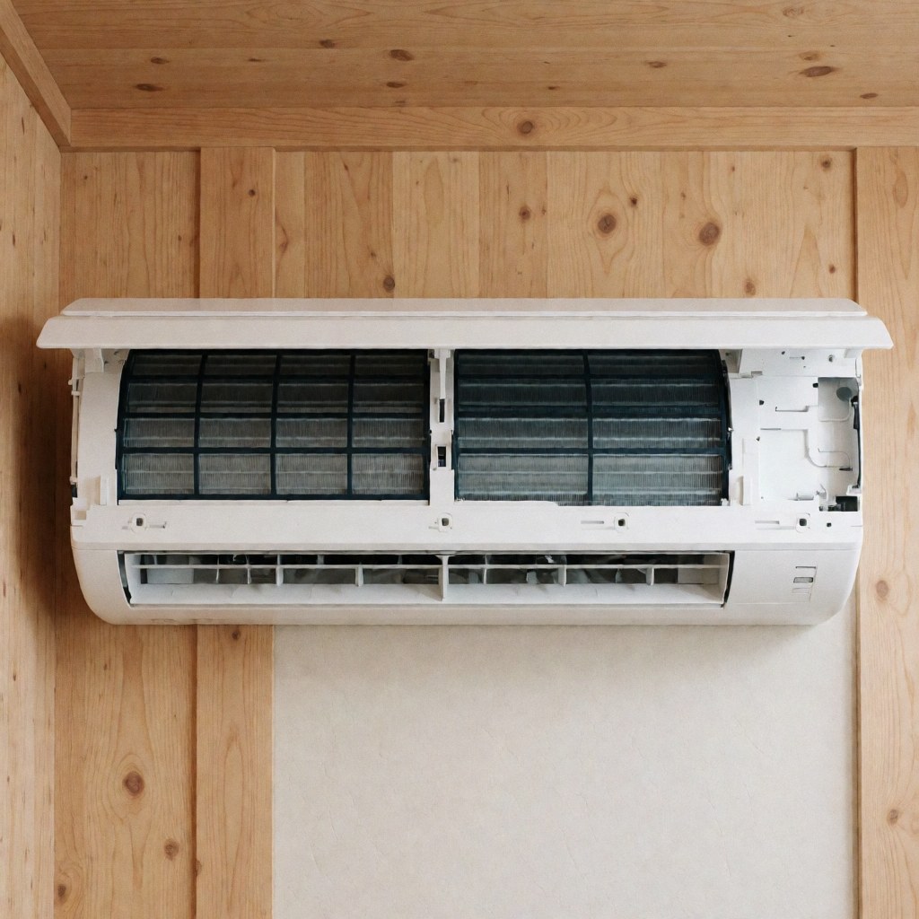 Close-up view of clean HVAC filters and coils ready for installation in a home or office setting