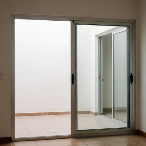 Bright open floor plan featuring white walls, ceramic tile flooring, large windows, and sliding glass doors in a modern empty home