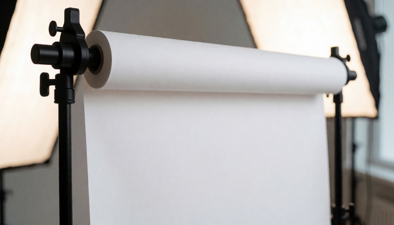 Plain white seamless backdrop with soft professional lighting, ideal for marketing agencies and product presentations.