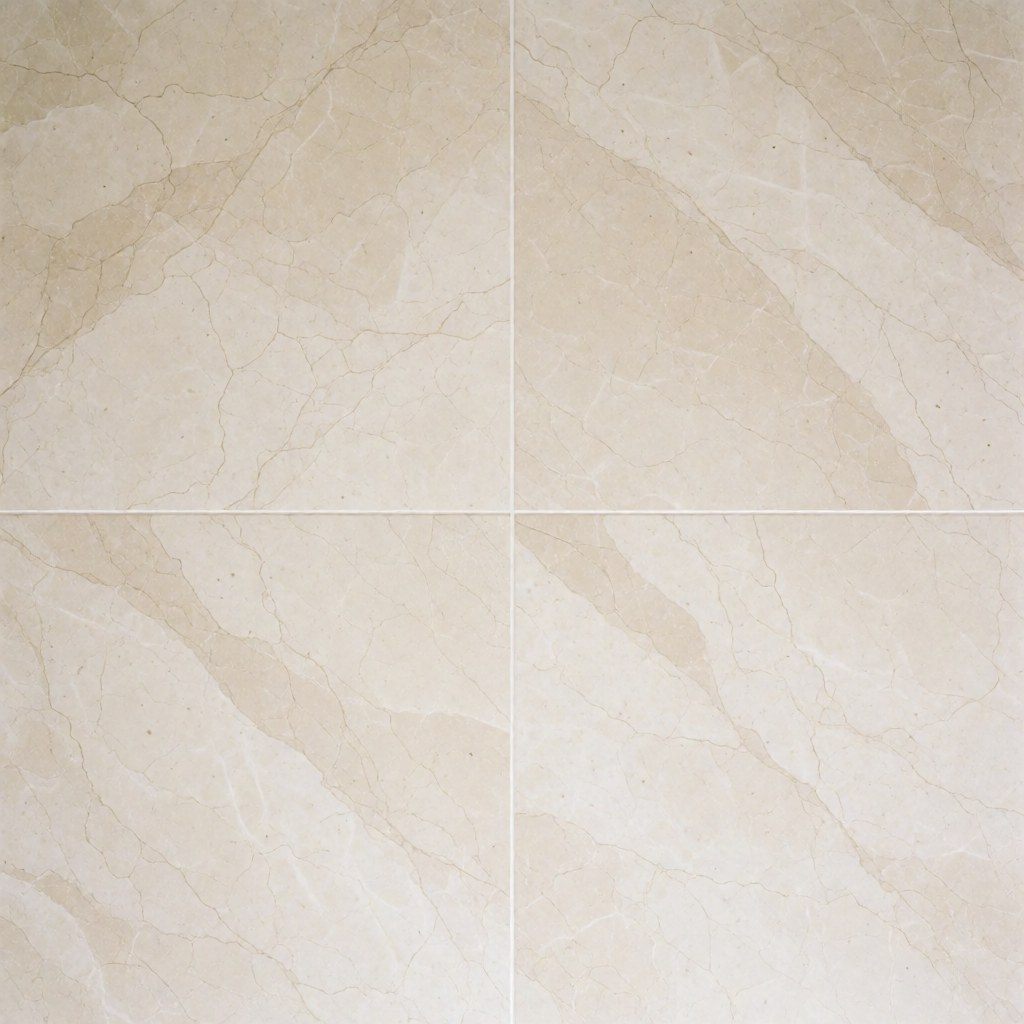 Close-up of a polished ceramic tile floor with subtle beige veining, ideal for cleaning service product display