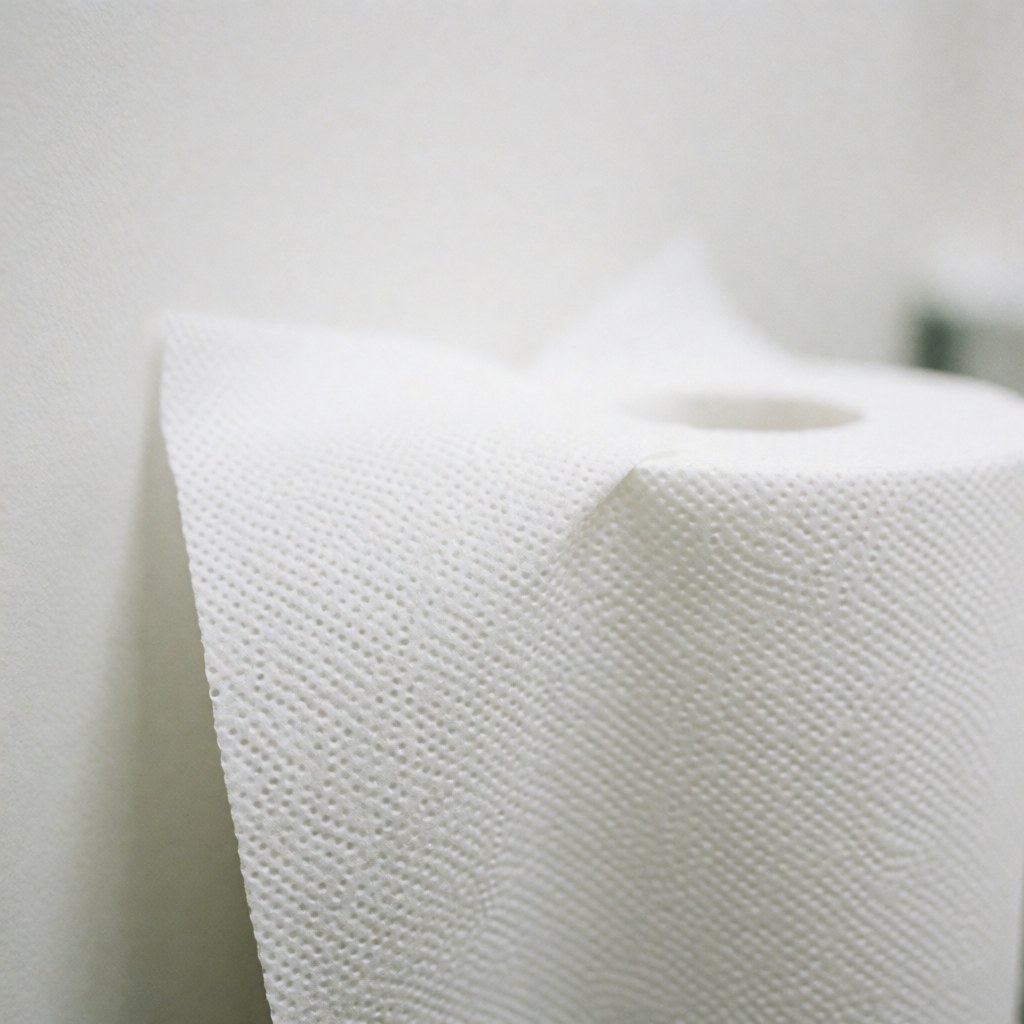 Detailed close-up view of a white paper towel showing its textured surface, suitable for clinical or physical therapy settings