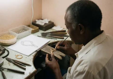 A jeweler reshaping gold during a repair service in a professional workshop setting