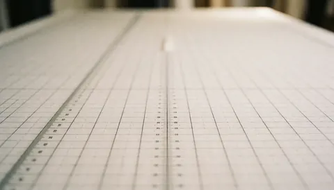 A cutting table with metal sewing rulers on a soft, warm background, ideal for shirt mending service text overlays