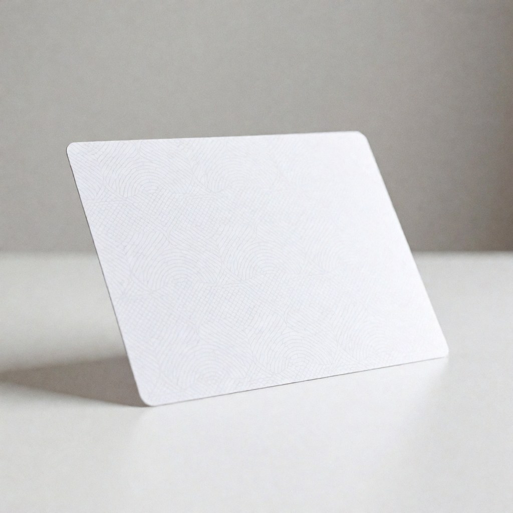 White card featuring a fingerprint pattern placed on a white surface with a neutral gray background, suitable for professional aerial documentation.