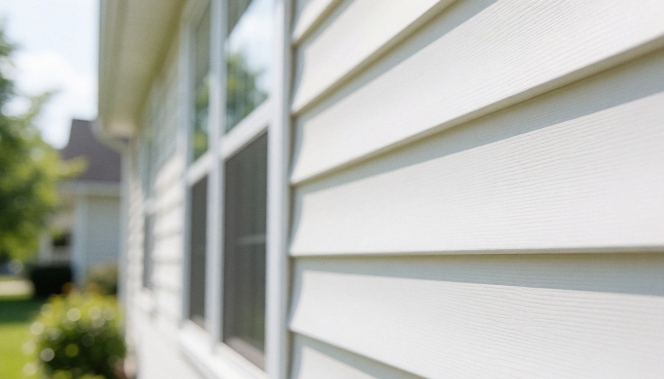 Clean white exterior wall of a house with a window, providing a bright and airy background suitable for heating repair service text overlays.