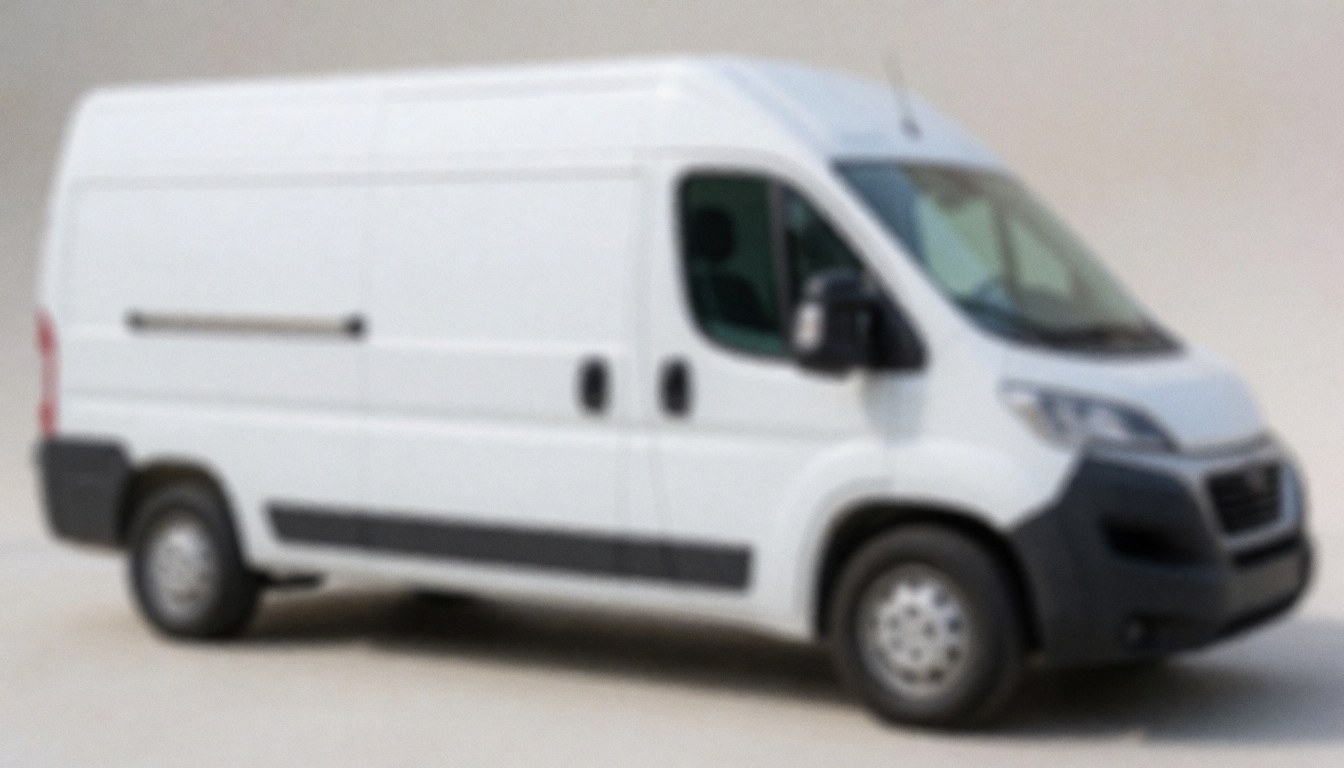 Neutral background with a blurred white van, ideal for commercial text. Smooth surface, soft lighting, no visible text or logos.