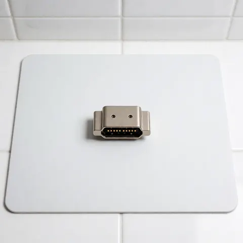 High-quality HDMI connector with gold contacts on a white anti-static mat, ideal for TV repair and electronic equipment maintenance.