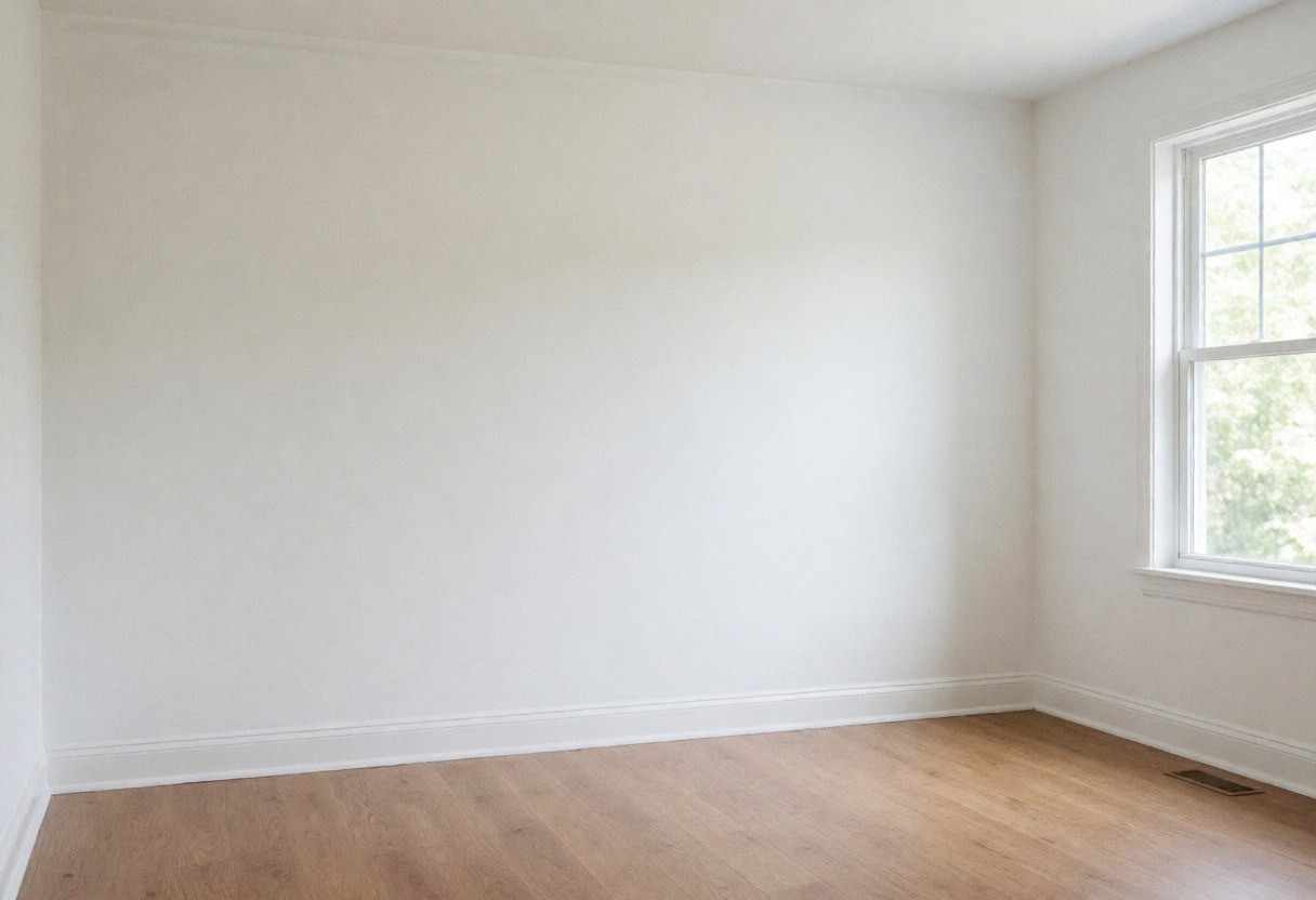 Empty room with freshly painted white walls, light wood flooring, and natural light from a window, ideal for showcasing interior painting services.