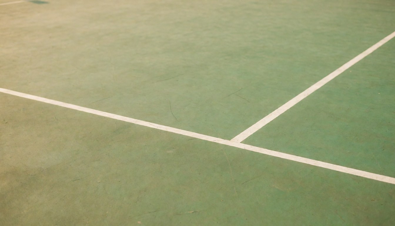 Green sports court surface with white boundary lines, serving as a clean background for text overlays.