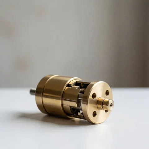 Close-up of an exposed bronze lock mechanism with visible internal components on a clean white surface, suitable for locksmith business product displays.