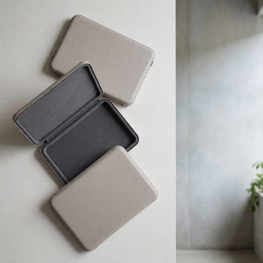 Three neutral laptop cases with padded interiors displayed on a clean white surface for computer repair business use