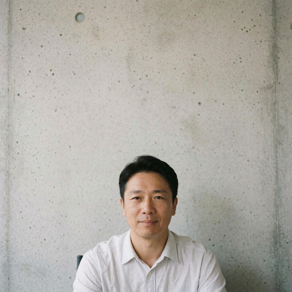 A man wearing a white shirt stands in front of a plain concrete wall with no visible business elements or background details.