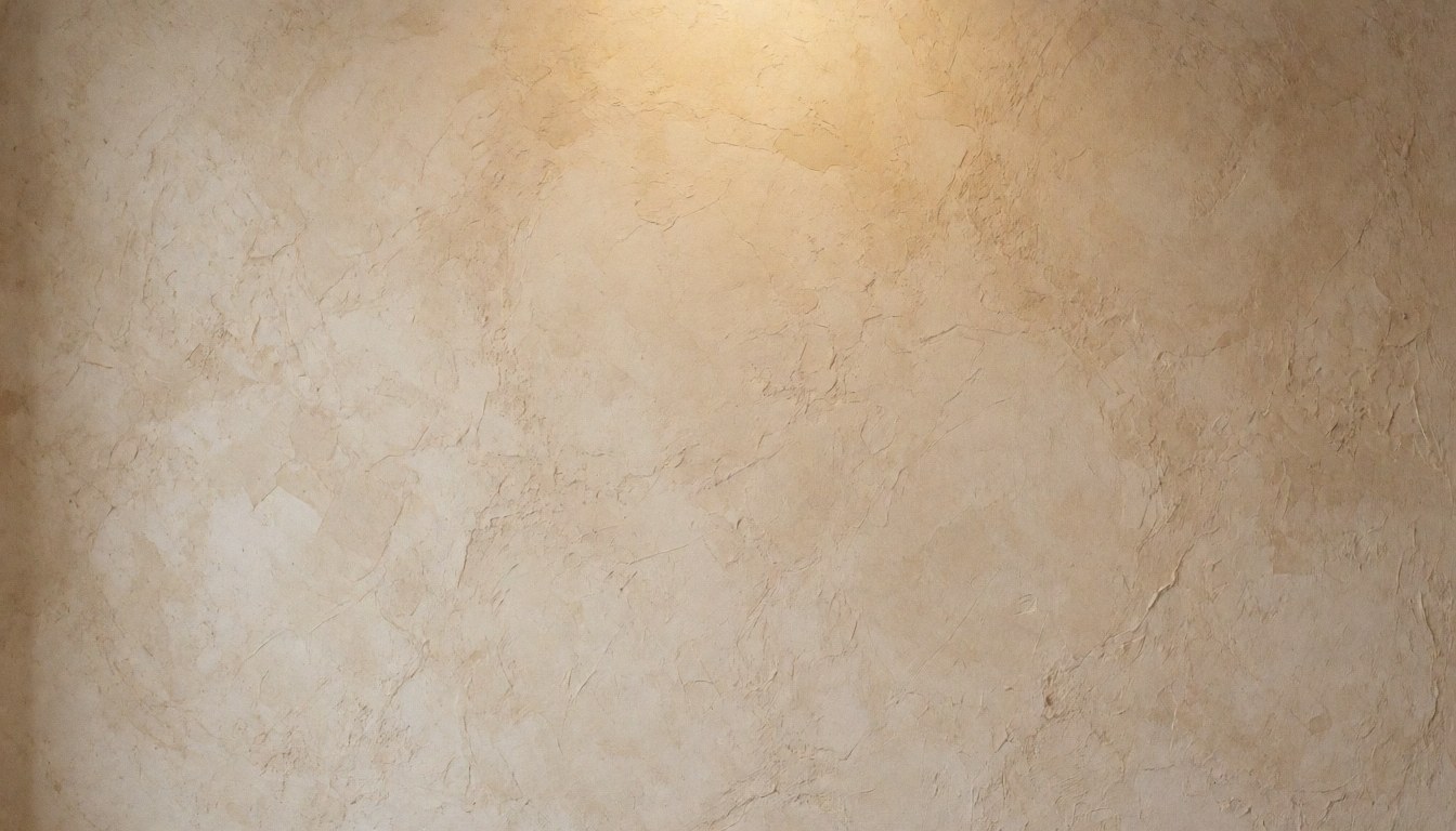 Close-up of a rustic beige stucco wall texture with warm lighting, providing a neutral and cozy background suitable for commercial text overlays.