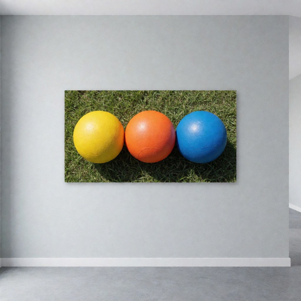 Three yellow, orange, and blue training soccer balls resting on green grass, ideal for soccer coaches.